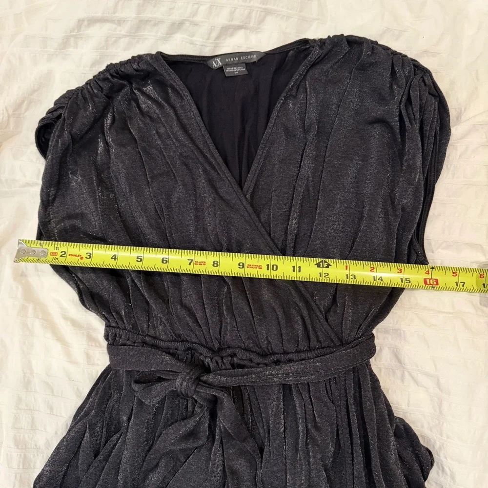Armani Exchange Black Metallic Draped Mini Cocktail Dress/ Size small petite - Picture 5 of 5
